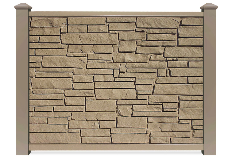 SimTek Boulder fence panel in color brown granite