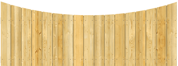 Detailed close up view of wood fence top with Concave Pickets