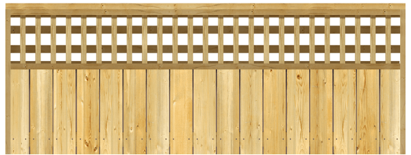 Detailed close up view of wood fence top with Lattice Top
