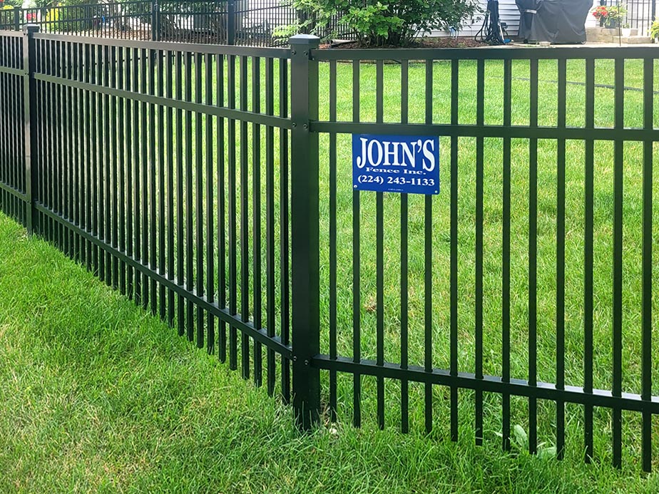 Black aluminum fence installation